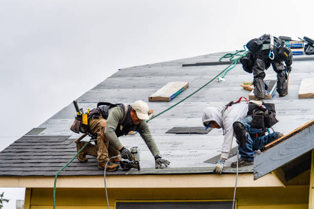 Professional Gutter Installation technician working in Oakland, IA